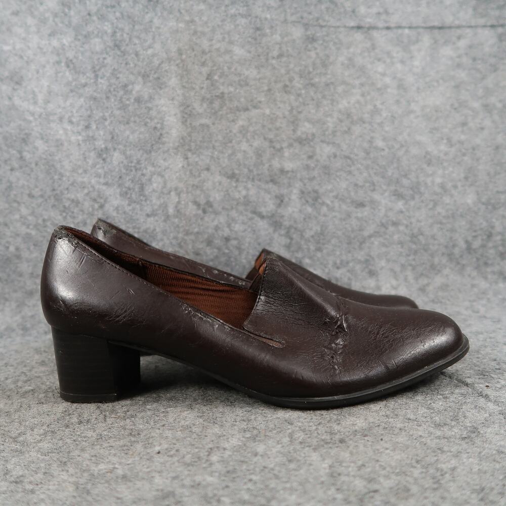 Life Stride Shoes Women 6.5 Pumps Slip On Block Heel Comfort Fashion Retro Brown
